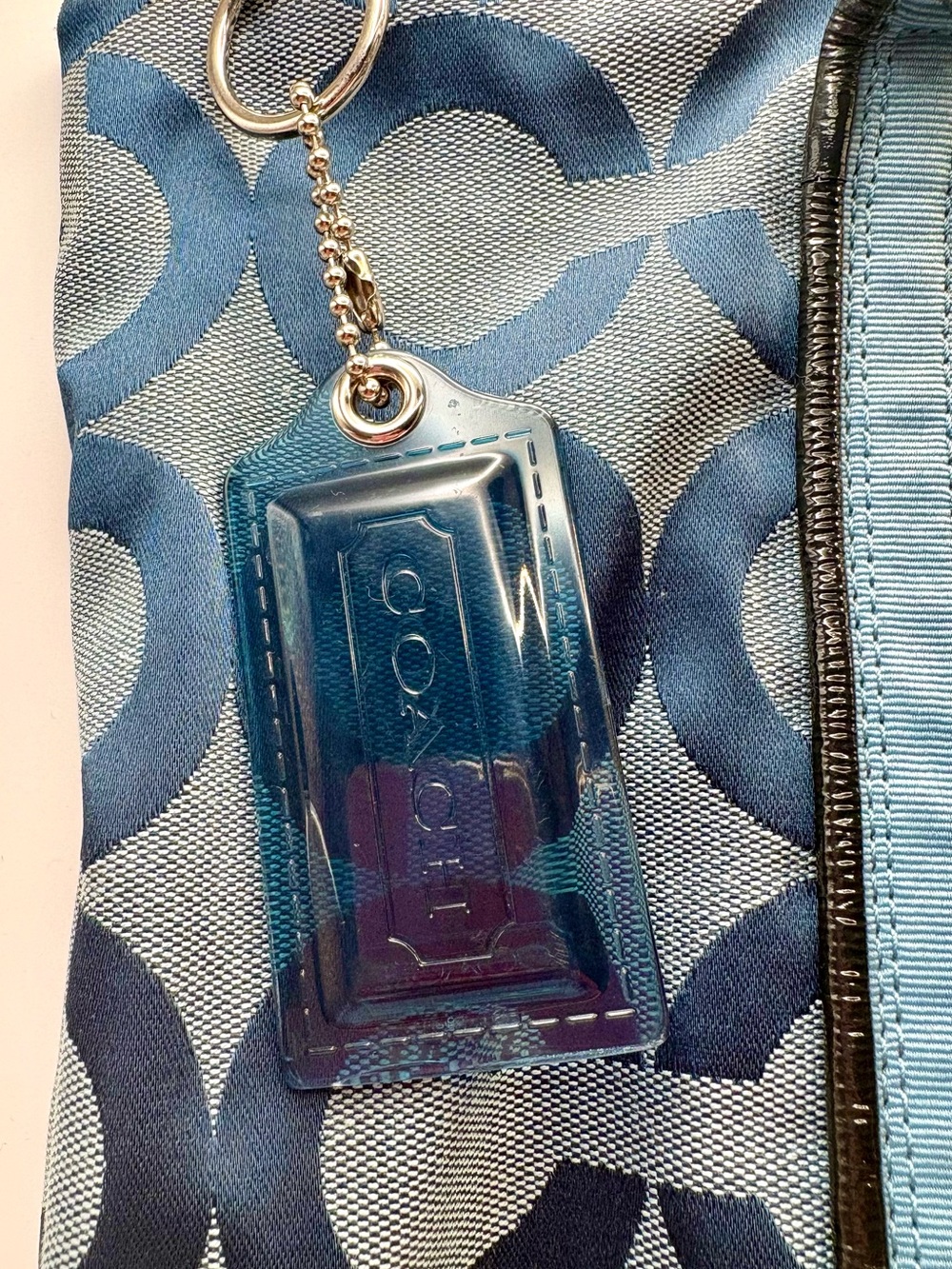 Coach Poppy Glam Tote Blue Op Art Signature Shoulder Bag Y2K - Picture 7 of 14